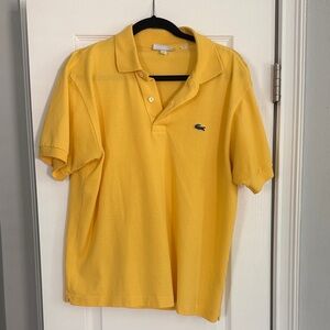 Lacoste Men's Bright Yellow Cotton Polo with Embroidered Croc